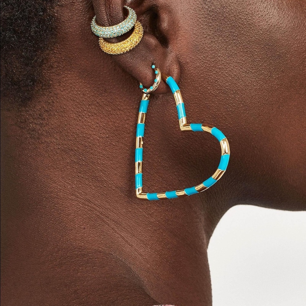 BAUBLEBAR Annaella Enamel Heart Hoop Earrings